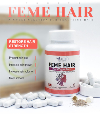 Grado super della vitamina della capsula della biotina dei capelli di Feme per salute della pelle dell'unghia
